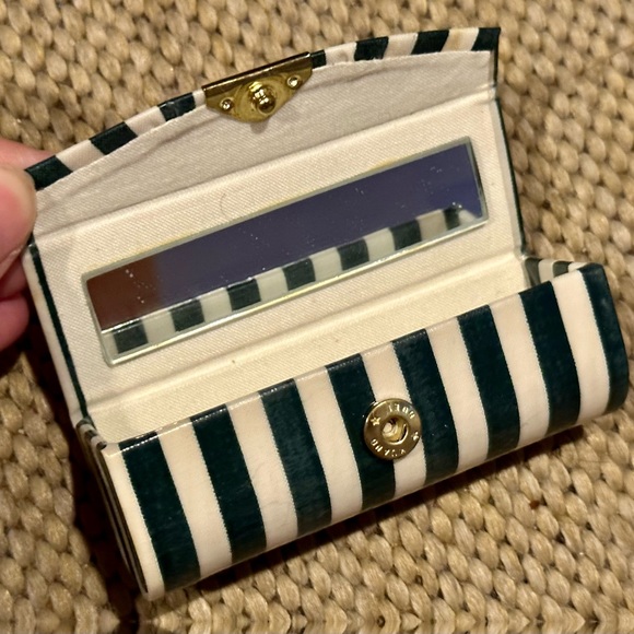 Women’s Striped Travel Cosmetic Case/Bag & Matching Lipstick Holder w/ Mirror - Picture 9 of 16